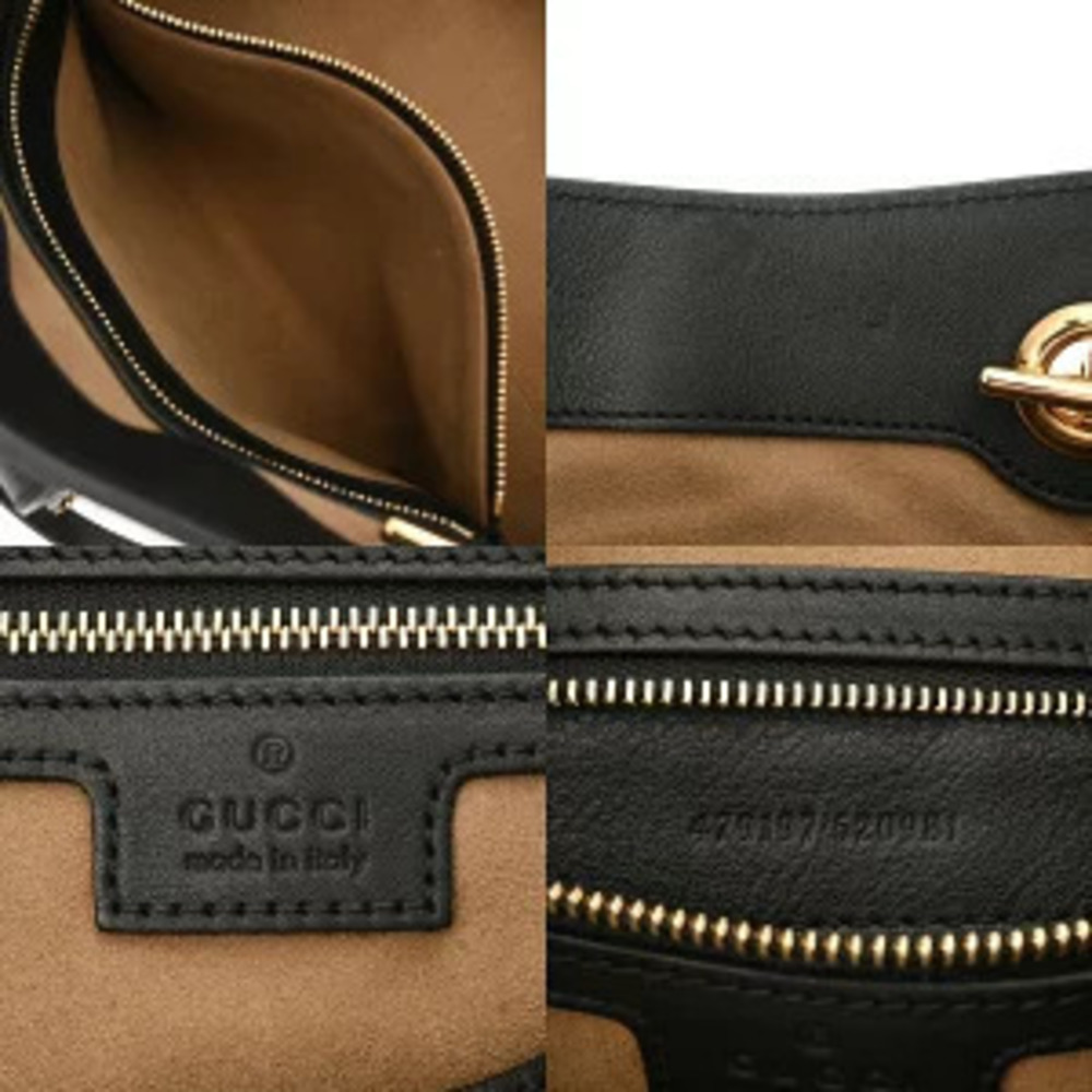 Gucci Tote Padlock Beige GG Ebony Supreme Canvas Leather Black Bag - Picture 8 of 9